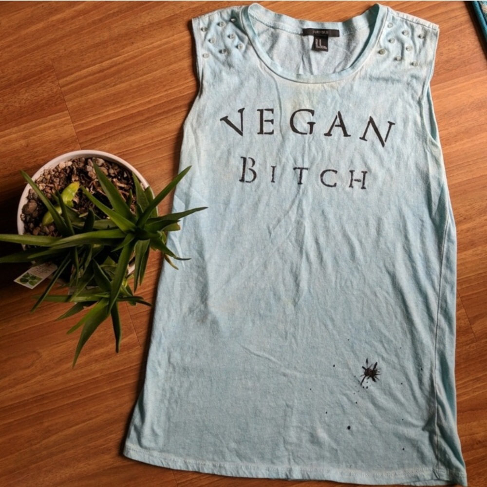 FOREVER 21 • Hand painted Vegan Sleeveless Muscle Tee - Picture 2 of 6